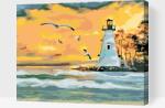  Festés számok szerint - Világítótorony sirályokkal Méret: 40x50cm, Keretezés: Keret nélkül (csak a vászon)