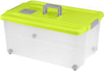 HEIDRUN Boxmania Átlátszó Tároló doboz 55L 60x40x28, 5cm gurulós, Clippes tetővel (1569)