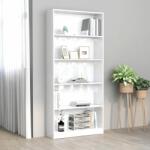 vidaXL Bibliotecă cu 5 rafturi, alb lucios, 80 x 24 x 175 cm, PAL (800924) Biblioteca