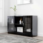 vidaXL Dulap cu vitrină, negru extralucios, 120 x 30, 5 x 70 cm, PAL (802793) Comoda