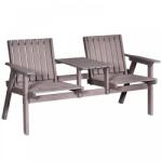 AOSOM Kerti pad asztallal fa kerti ülőbútor napernyőtartóval 152x70x79 cm fenyőfa