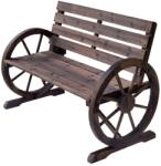 Aosom Kerti pad fa kerti ülőbútor rusztikus pad tömör fa barna 105x56x79cm