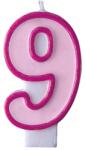 PartyDeco Lumânare pentru zi de naştere cu cifra 9 roz