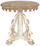 Clayre & Eef Masa rotunda din lemn natur si alb antichizat Ø 80 cm x 81 h (5H0468)