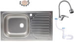 Zilan Set complet chiuveta inox anticalcar 77x43.5cm + baterie flexibila + sifon - montaj pe blat (ZLN-pachet-9188ST) Chiuveta
