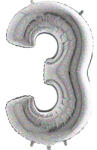 Grabo Balon folie cifra 3 argintiu sclipici holografic 102 cm - articole-petreceri - 19,99 RON