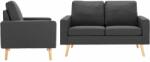 vidaXL Set de canapele, 2 piese, gri închis, material textil (3056615) Canapea
