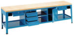 AVWH Fiókos műhelyasztal ipari kivitel 5 fiókkal 1 szekrénnyel 1 polccal 600 kg teherbírású munkaasztal 300x70x90 cm CORTI TOP