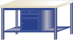 AVWH Fiókos műhelyasztal ipari kivitel 1 fiók, 1 polcos szekrény 43 mm bükkfa munkalappal 600 kg teherbírású munkaasztal 150x75x88 cm CORTI STONE