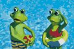  Festés számok szerint - Békák vakációznak Méret: 40x60cm, Keretezés: Keret nélkül (csak a vászon)