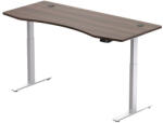 HI5 FURNITURE elektromosan állítható magasságú íróasztal - 2 szegmensű, memóriavezérlővel - fehér konstrukció, diófa asztallap