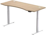 HI5 FURNITURE elektromosan állítható magasságú íróasztal - 2 szegmensű, memóriavezérlővel - fehér konstrukció, tölgyfa asztallap