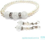  Lelki egyensúlyt biztosító, stresszoldó - repesztett hegyikristály, tenyésztett gyöngy ásvány karkötő és fülbevaló
