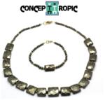  Set Colier si Bratara din Pirita Dreptunghi Fatetat - Rotund - Accesorii GF