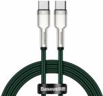 Baseus Cablu Type-C la Type-C Baseus Cafule Series Metal 100W Green (1m, impletitura nylon) (CATJK-C06)