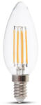V-TAC Bec LED Lumanare 6W, Filament, E14, Sticla Clara, Lumina Naturala 4000K (15168-)