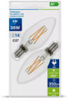 Dienergy Bec LED 4W, Filament, Dimabil, E14, Sticla Clara, Lumina Calda 2700K, 2buc/blister (21076-)