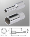 Genius Tools 437818 1/2"-os 12 lapú dugókulcs fej, hosszított kivitel, 18 mm (437818)