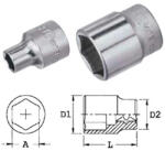 Genius Tools 323221 3/8"-os 6 lapú dugókulcs fej, 21 mm (323221)