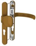 Medos Maner pentru usa PVC, Jowisz, cu sild si buton exterior fix, cu arc, material aluminiu, culoare bronz, 85 x 32 mm