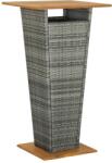 vidaXL Masă de bar, gri, 60x60x110 cm, poliratan și lemn masiv acacia (313464)