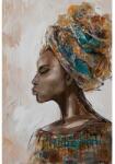 Thermobrass Tablou pictat manual African woman 120x80 cm Maro deschis