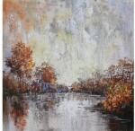 Thermobrass Tablou pictat manual Autumn Trees 100x100 cm Maro