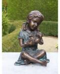 Thermobrass Statuie de bronz moderna Girl with teddybear 14x9x10 cm