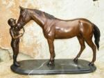 Thermobrass Statuie de bronz moderna Girl and horse on marble base 37x15x58 cm