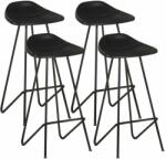 vidaXL Scaune de bar, 4 buc. , negru, piele naturală (320642)