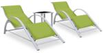 vidaXL Șezlonguri de plajă cu masă, 2 buc. , verde, aluminiu (310540)
