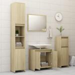 vidaXL Set mobilier de baie, 4 piese, stejar Sonoma, lemn prelucrat (3056892)
