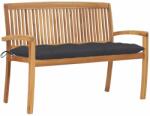 vidaXL Bancă de grădină stivuibilă cu pernă, 128, 5 cm, lemn masiv tec (3063294)