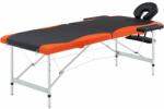 vidaXL Masă pliabilă de masaj, 2 zone, negru și portocaliu, aluminiu (110227)
