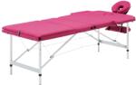 vidaXL Masă de masaj pliabilă, 3 zone, roz, aluminiu (110197)