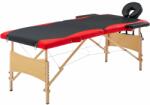 vidaXL Masă pliabilă de masaj, 2 zone, negru și roșu, lemn (110206)