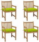 vidaXL 4 db tömör tíkfa kerti szék párnával (3073030)