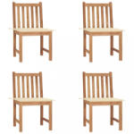 vidaXL 4 db tömör tíkfa kerti szék párnával (3073090/91/92/93/94/95/96/97/98/99)