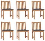 vidaXL 6 db tömör tíkfa kerti szék párnákkal (3073115/16/17/18/19)