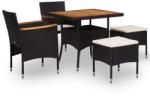 vidaXL 5 részes polyrattan és akácfa étkezőszett 46169