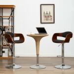 vidaXL Scaune de bar, 2 buc. , gri, lemn curbat și material textil (3052713)