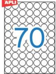 APLI 01853 19mm A5 univerzális kör etikett fehér 70 címke/ív 15 ív/csomag