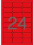 APLI 02872 64x33, 9mm 3 pályás lézer etikett kerekített sarkú neon piros 24 címke/ív 20ív/csomag