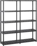 vidaXL Raft de depozitare cu 5 polițe, negru, 142x38x170 cm, plastic (3059852) Raft