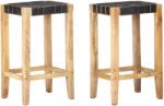 vidaXL Scaune de bar, 2 buc. , negru, piele naturală, 75 cm (321835)