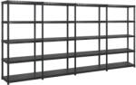 vidaXL Raft de depozitare cu 5 polițe, negru, 340x40x185 cm, plastic (3059861) Raft