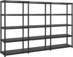 vidaXL Raft de depozitare cu 5 polițe, negru, 255x40x185 cm, plastic (3059857) Raft