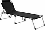 vidaXL Șezlong pliant Senior, negru, aluminiu, înălțime supimentară (47913)