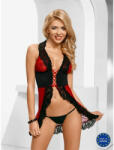  Babydoll Avanua Nadin, negru si rosu, tanga inclus (1159A)