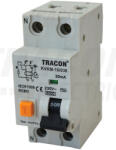 TRACON KVKM-25/100, Kombinált védőkapcsoló, 2P, 2 modul, C karakterisztika 25A, 100 mA, 6kA, AC (KVKM-25/100)